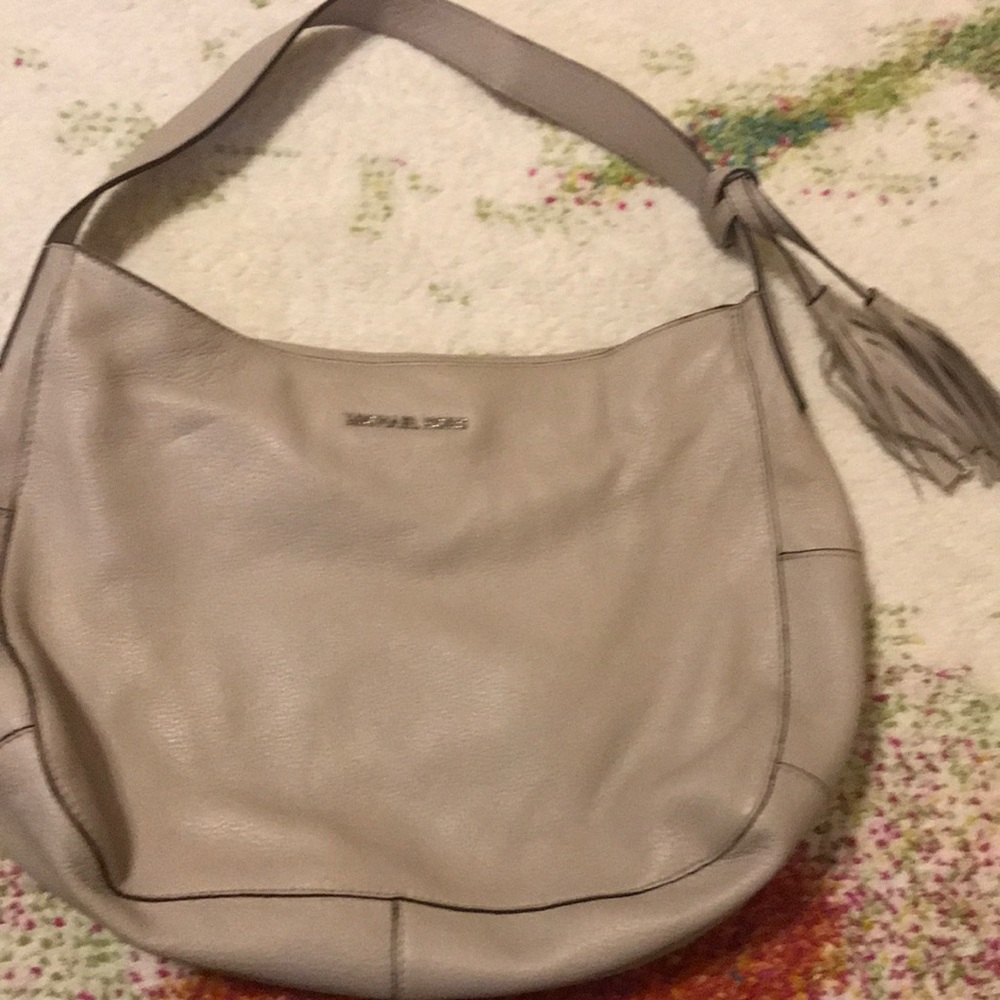 Michael Kors hobo bag pebbled leather, beige.